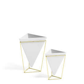 Umbra Trigg Tabletop Vessels Set (2) SM+LG WHT/BRAS