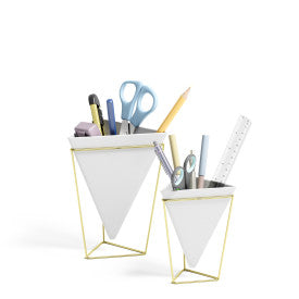 Umbra Trigg Tabletop Vessels Set (2) SM+LG WHT/BRAS