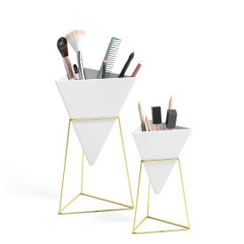 Umbra Trigg Tabletop Vessels Set (2) SM+LG WHT/BRAS