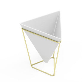 Umbra Trigg Tabletop Vessels Set (2) SM+LG WHT/BRAS
